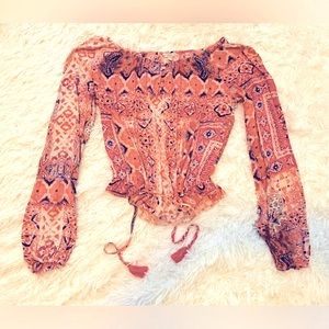 Guess Boho Lightweight Airy Cinch Waist Top. Size XS